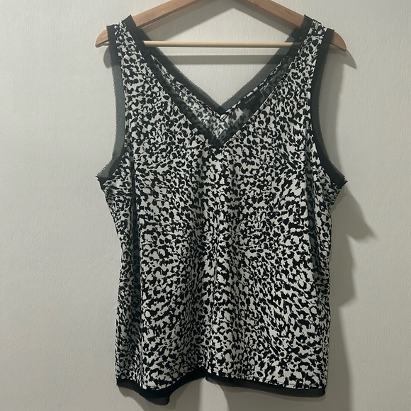Halogen Tops - HALOGEN WOMENS RAW EDGE TANK BLACK LEOPARD PRINT Sz 1